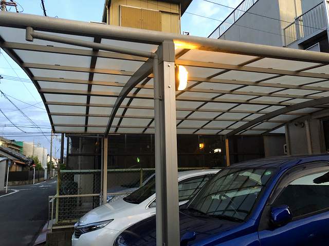 カーポート照明器具取付工事 リフォーム ウッドデッキのことなら 名古屋市中川区の名木施工株式会社